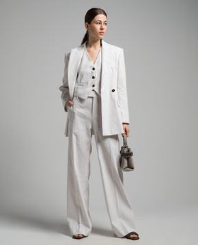 Brunello Cucinelli Білий жилет з льоном в смужку з ланцюжком моніль MH557HU846