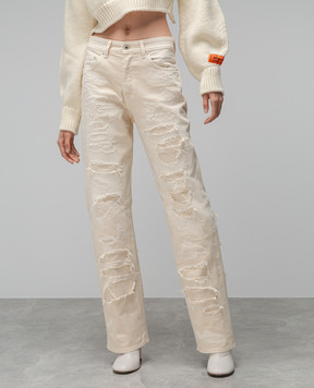 Heron Preston Бежеві джинси з проріхами HWYA017F23FAB001