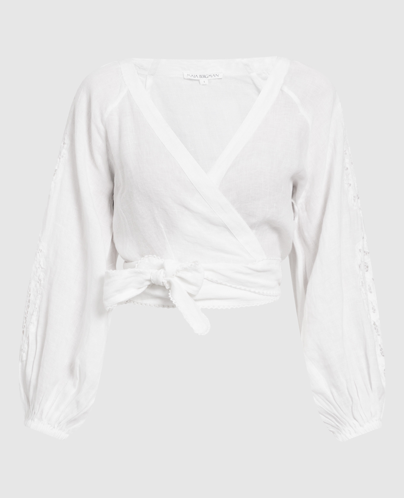 Maia Bergman - White wrap blouse with linen lace RELUBI buy at Symbol