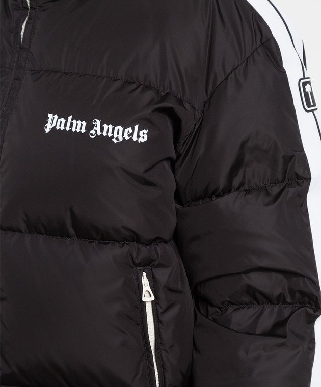 Palm Angels Черный стеганый пуховик с контрастной отделкой PWED014F22FAB001 изображение 5