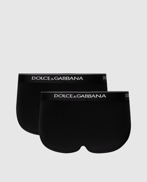 Dolce&Gabbana Набір чорних трусів-сліпів з контрастним логотипом. M9C03JFUGIW