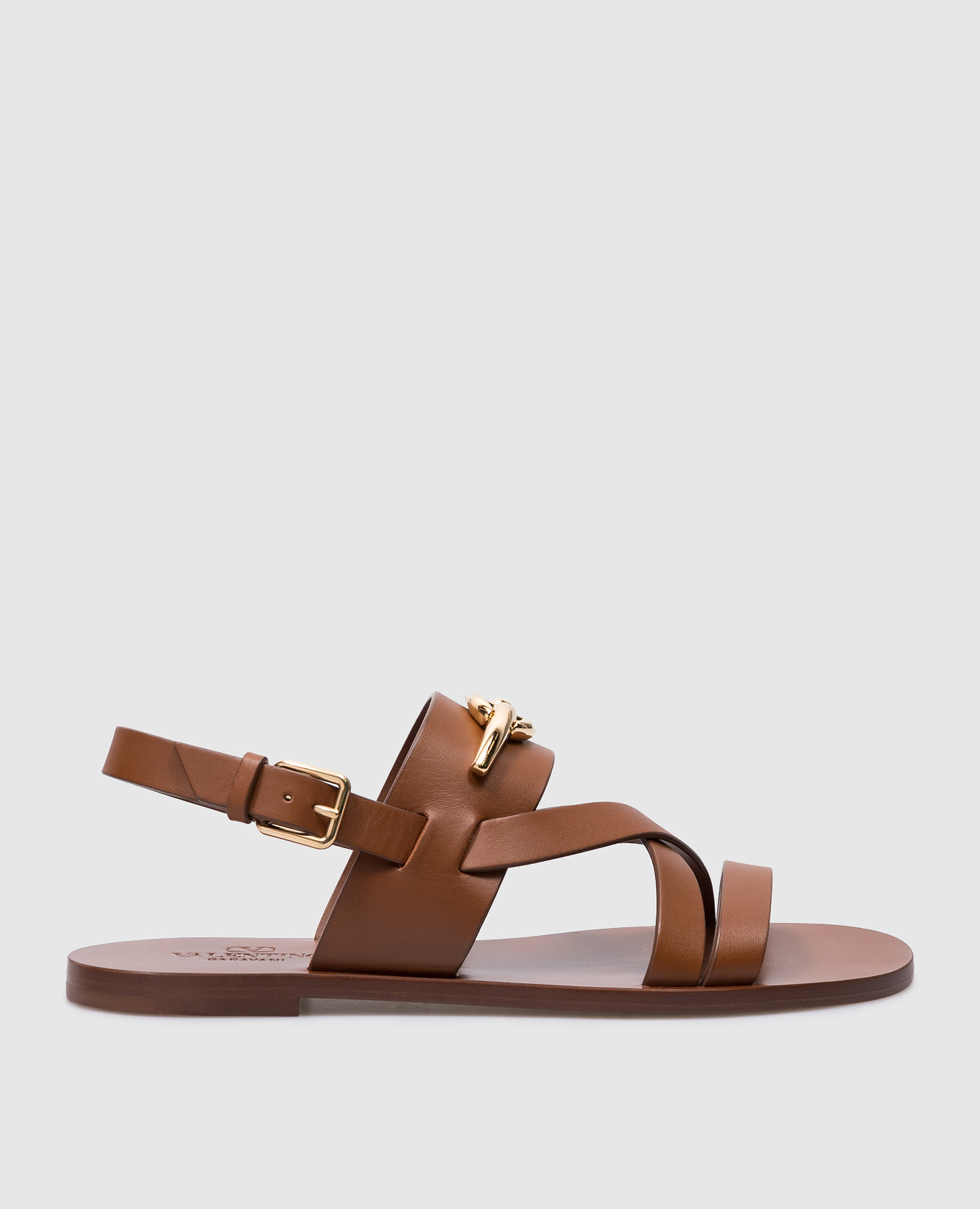 VLOGO SIGNATURE brown leather sandals