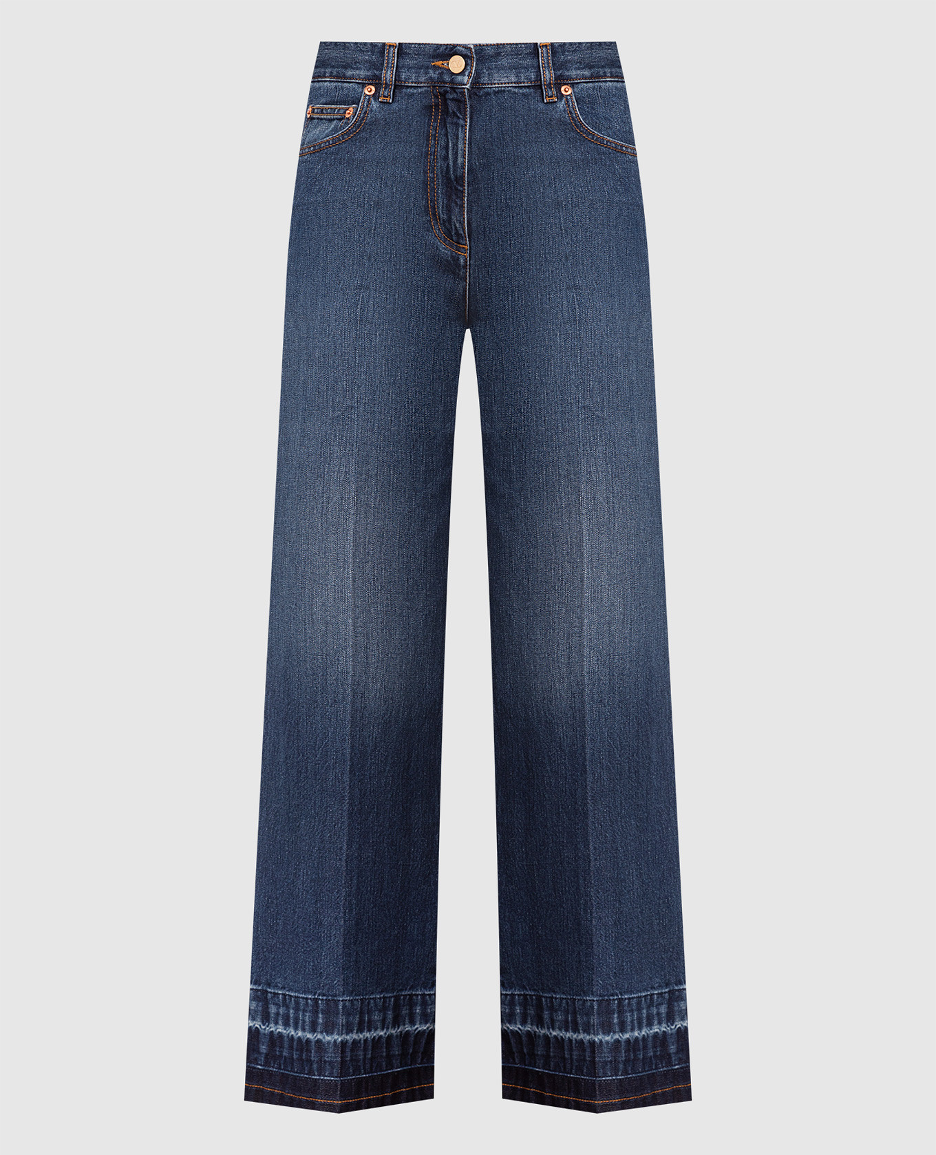 

Синие джинсы с эффектом потертости, Синий, Широкие джинсы