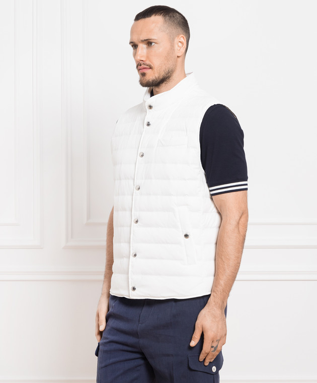 Brunello Cucinelli Білий стьбаний пуховий жилет MM4031711 зображення 3