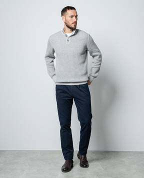 Cashmere&Whiskey Сірий джемпер з вовни та кашеміру в смужку PL104