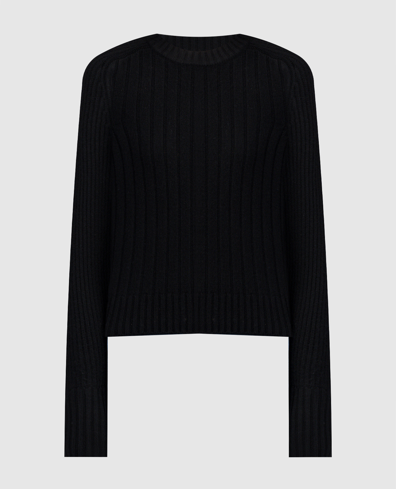 Черный свитер из шерсти и кашемира в рубчик