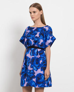 Carolina Herrera Синя сукня міні з шовку в квітковий принт R2211N534RGG