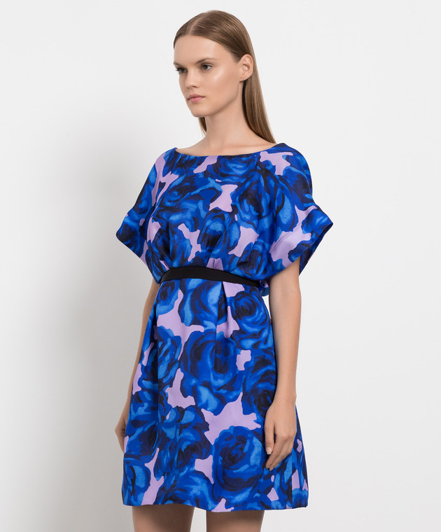Carolina Herrera Синя сукня міні з шовку в квітковий принт R2211N534RGG зображення 3