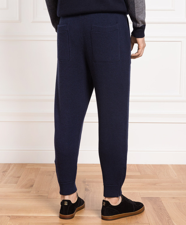 Brunello Cucinelli Синие брюки джоггеры из кашемира M22704809G изображение 4
