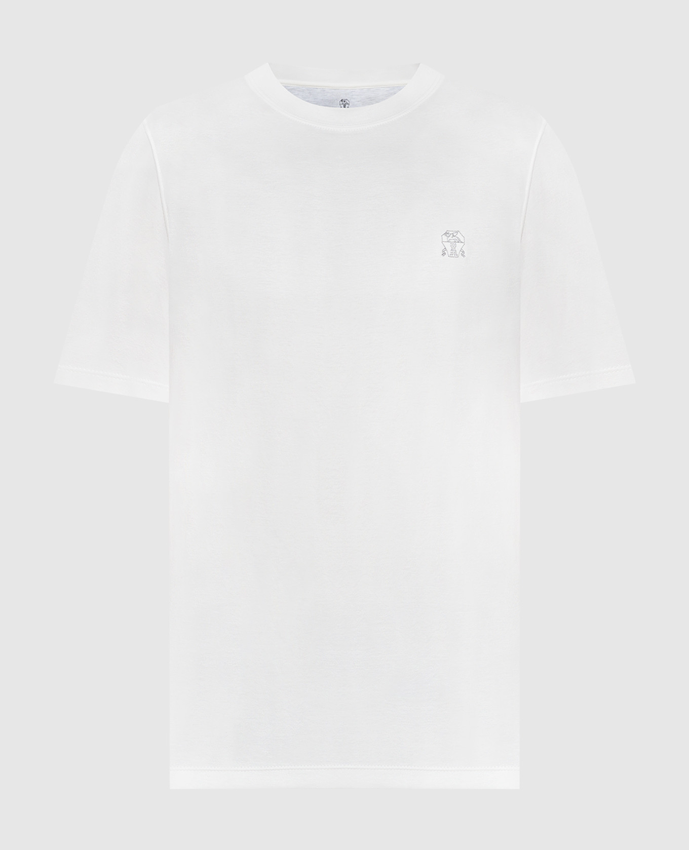 White t-shirt with embroidered logo emblem