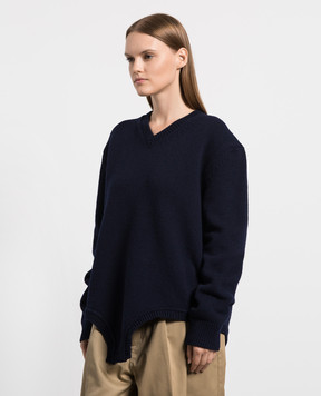 Maison Margiela Синий пуловер-боди из шерсти S67NA0021S18346