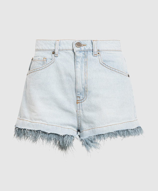 Twinset Голубые джинсовые шорты со страусиными перьями 231TP2622