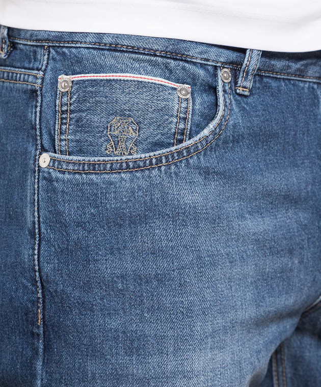 Brunello Cucinelli Blue jeans with a distressed effect ME228D2220 изображение 5