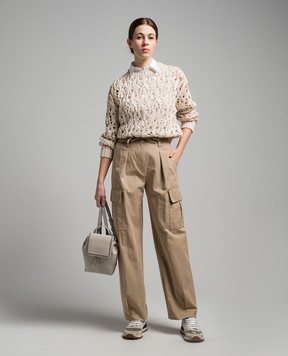 Brunello Cucinelli Коричневі штани карго з ланцюжком моніль ML180P8561