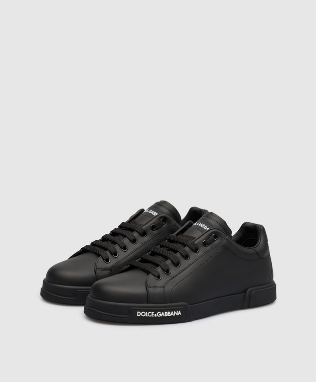 Dolce&Gabbana Portofino black leather sneakers with logo CS2213AA335 image 2