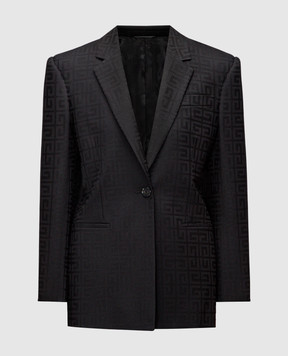 Givenchy Черный жакет из шерсти в эмблеме 4G шаблон. BW30GK14W3
