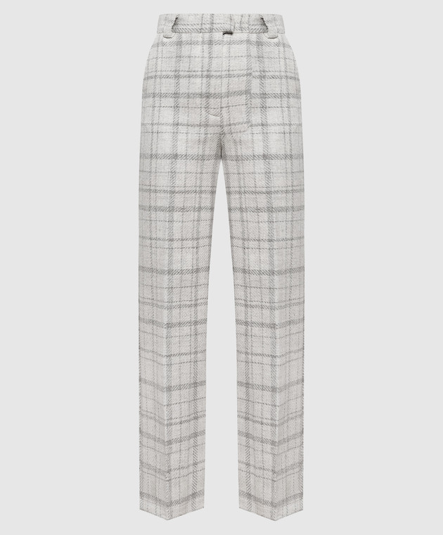 Ballantyne White wool and cashmere trousers with a high-waisted check BLT154QWC09