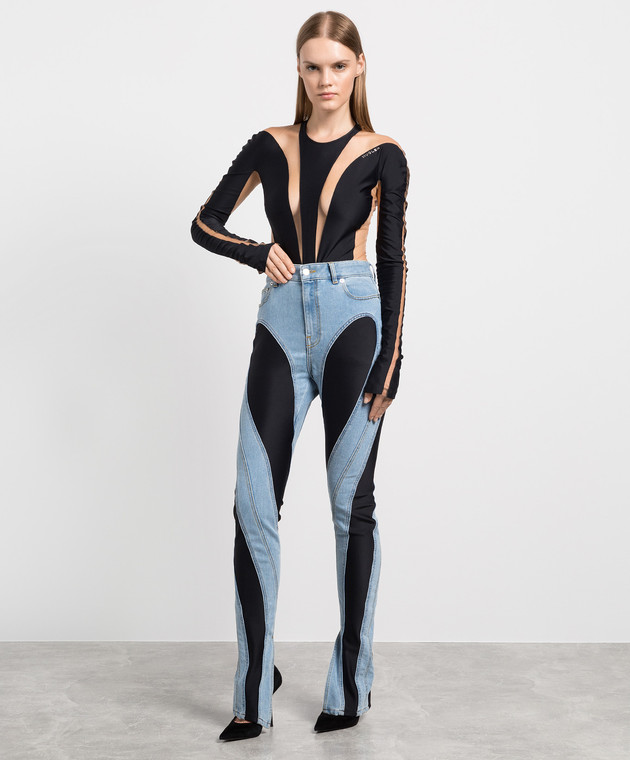 Thierry Mugler - Черное боди с прозрачными вставками 23S1BO0156842