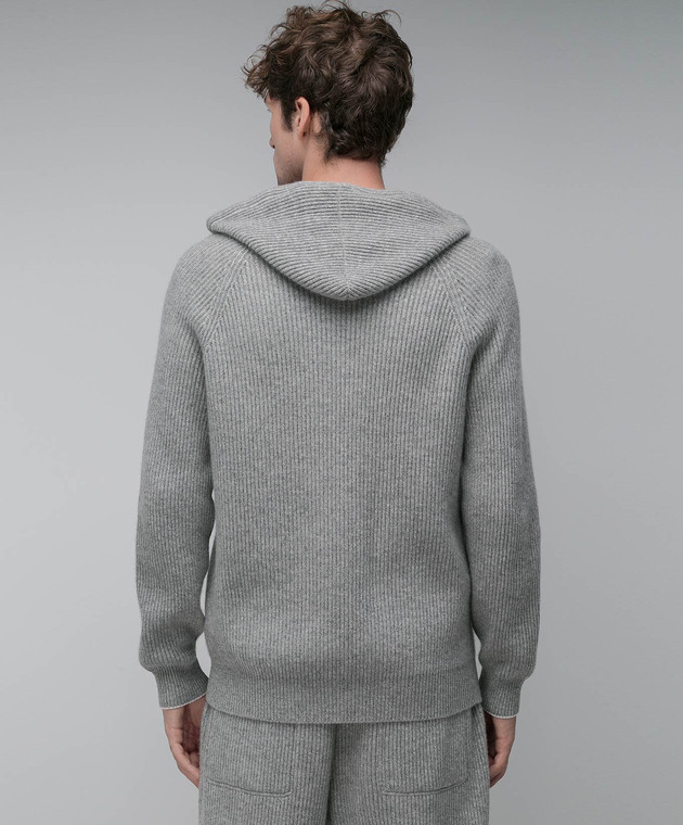 Brunello Cucinelli Сіра спортивна кофта з кашеміру з логотипом M22704806G зображення 4