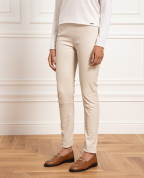 Kiton Кожаные бежевые брюки D50171X08T62