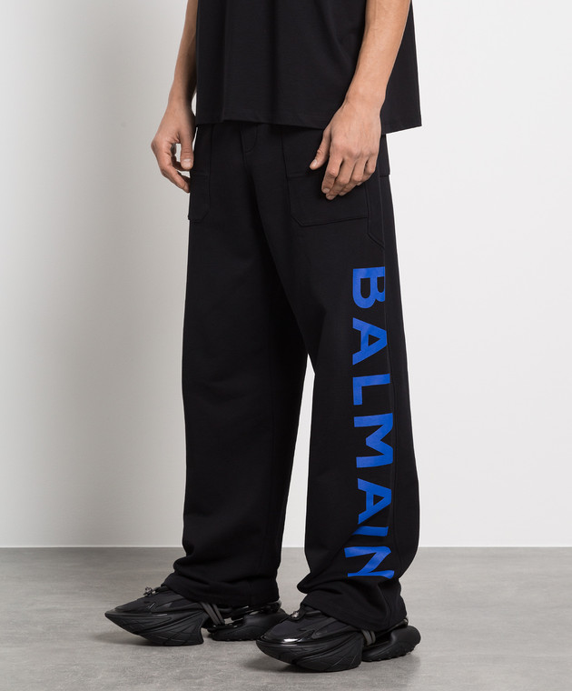 Balmain Black sweatpants with logo print AH1OB211BB15 изображение 3