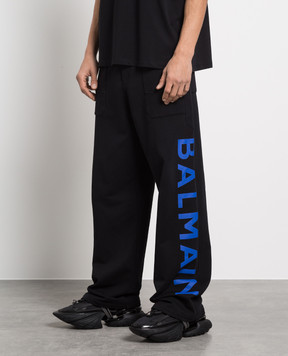 Balmain Чорні спортивні штани з принтом логотипу AH1OB211BB15