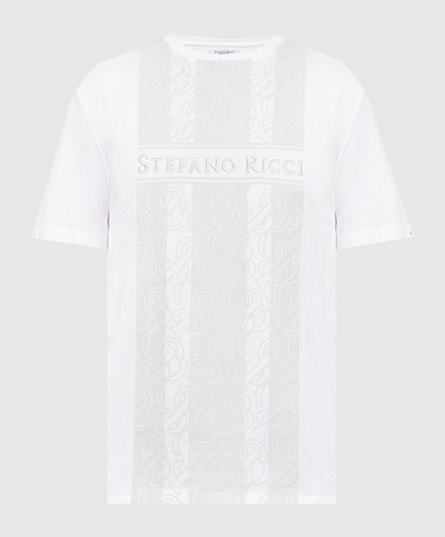 Stefano Ricci Біла футболка з вишивкою та принтом MNH2301790803