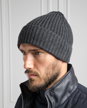 Cashmere&Whiskey Серая шапка из шерсти и кашемира 201M