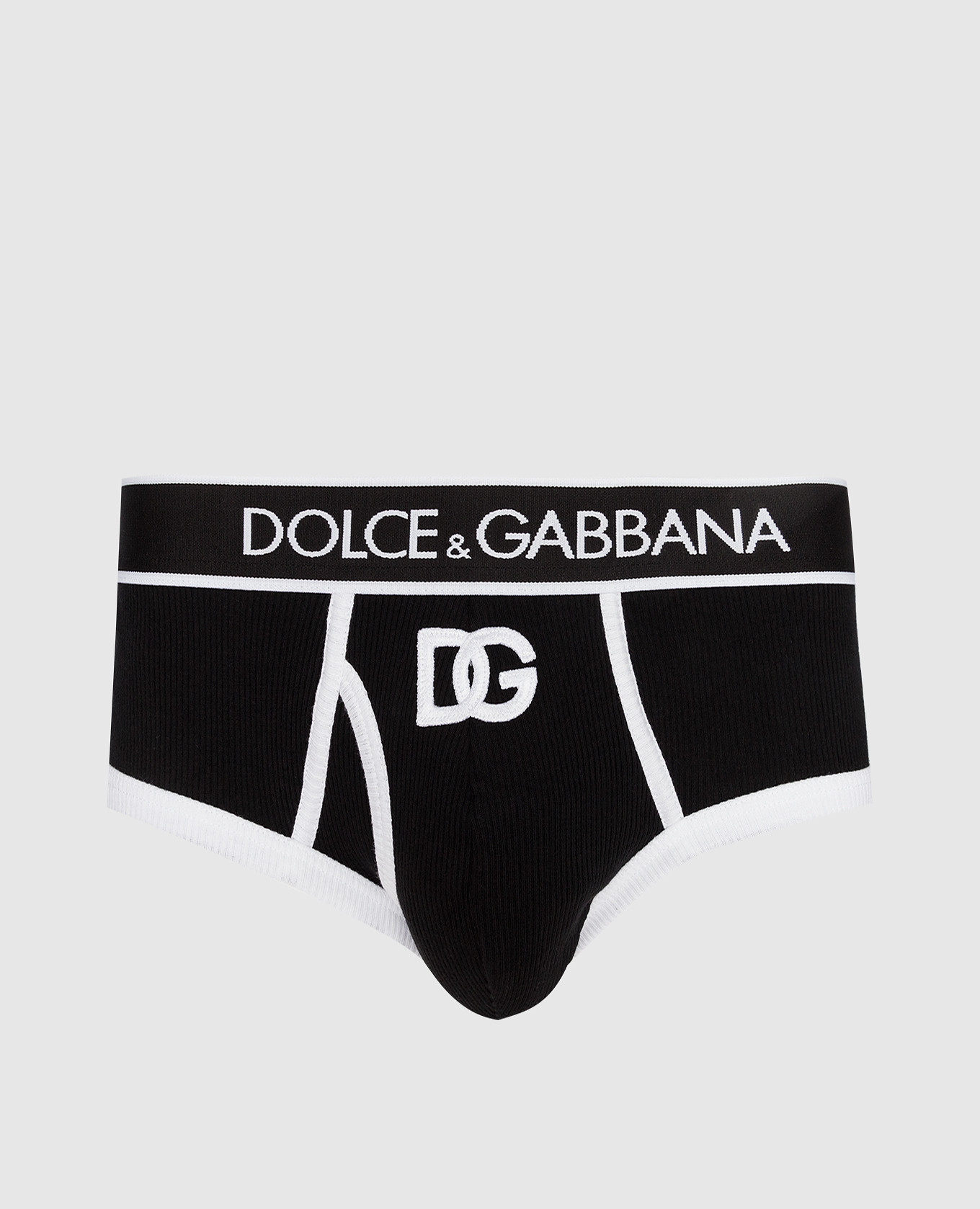 

Черные трусы-слипы в рубчик с контрастными вставками и нашивкой логотипа, Черный, Трусы