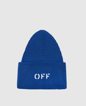 Off-White Синя шапка з логотипом OMLC030F23KNI001
