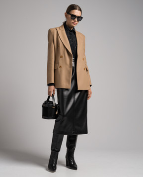 Ermanno Scervino Коричневий двобортний жакет з вовни D436I315HJA
