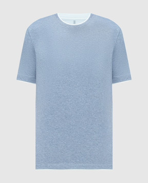 Brunello Cucinelli Сіра меланжева футболка з ефектом накладання шарів M0T717427