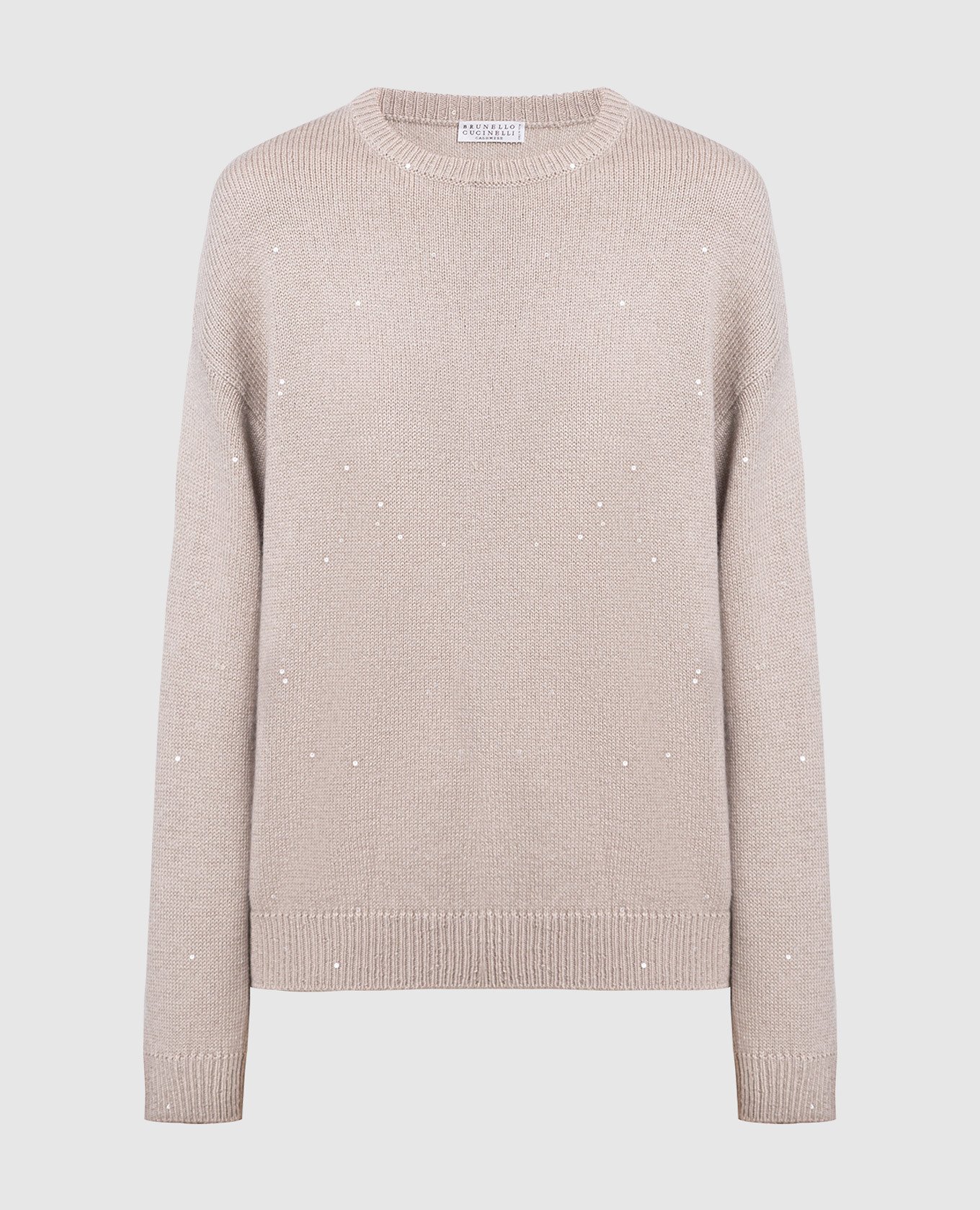 Beige cashmere and silk jumper with sequins