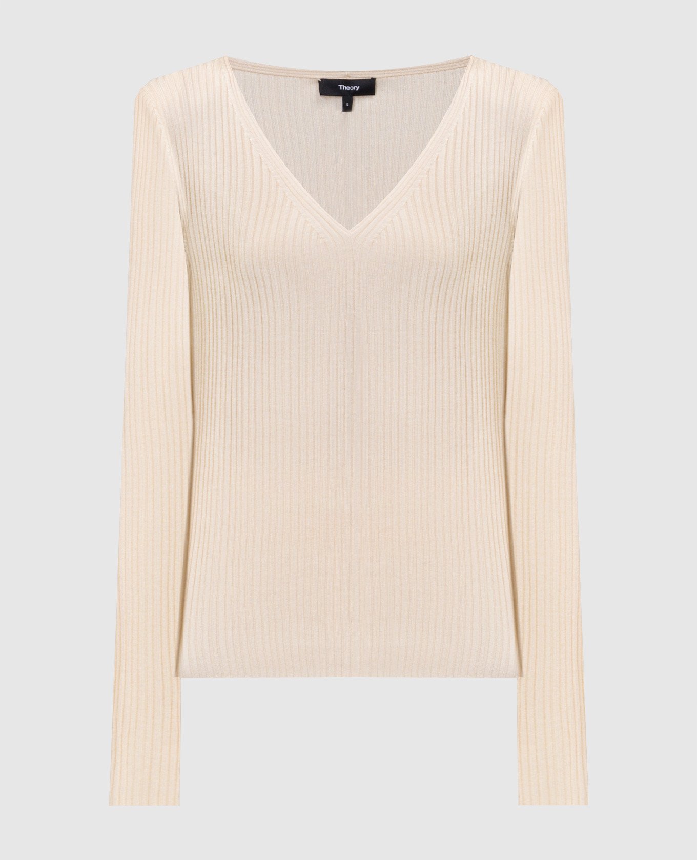 Beige ribbed pullover