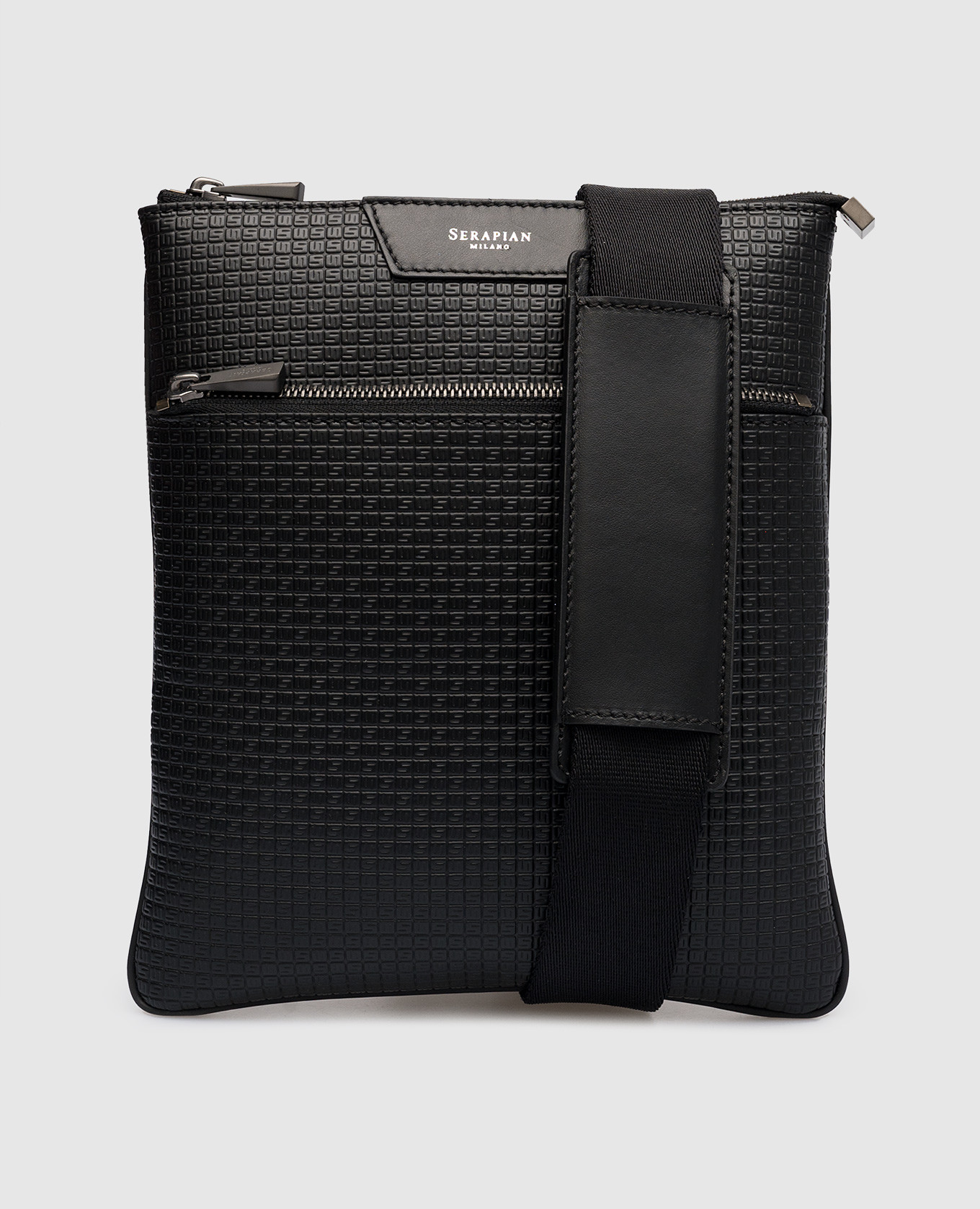 

Черная сумка-планшет с тиснением, Черный, Сумки через плечо