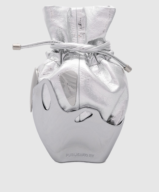 Published by Chrome Splash silver leather bucket bag with metallic decoration LB005CSL