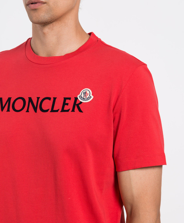 Moncler Червона футболка з логотипом 8C000258390T зображення 5