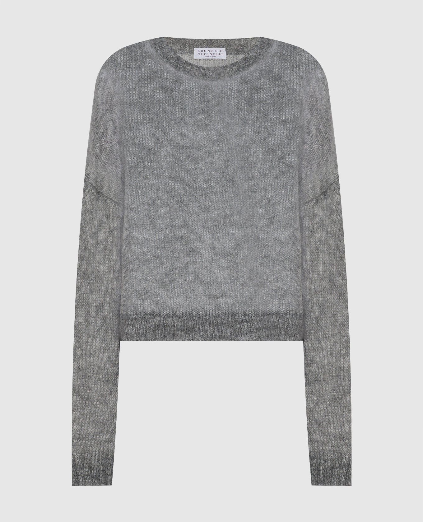 Gray wool jumper with monil chain