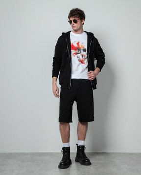 Alexander McQueen Черные шорты с металлическим логотипом Seal 766094QXAAC