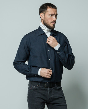 Loro Piana Синяя рубашка Andre FAM5263