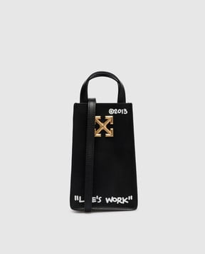 Off-White Black leather mini Jitney bag with print OWNV012C99LEA001