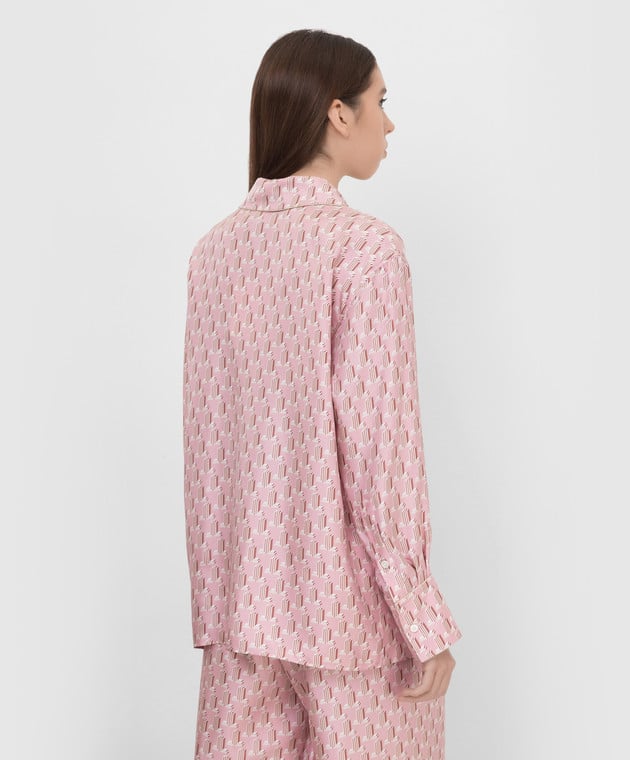Lanvin Рожева шовкова сорочка у візерунок JL RWSI00025210 зображення 4