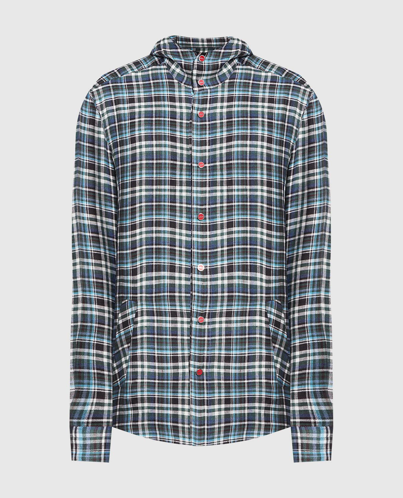 Blue checked shirt made of linen