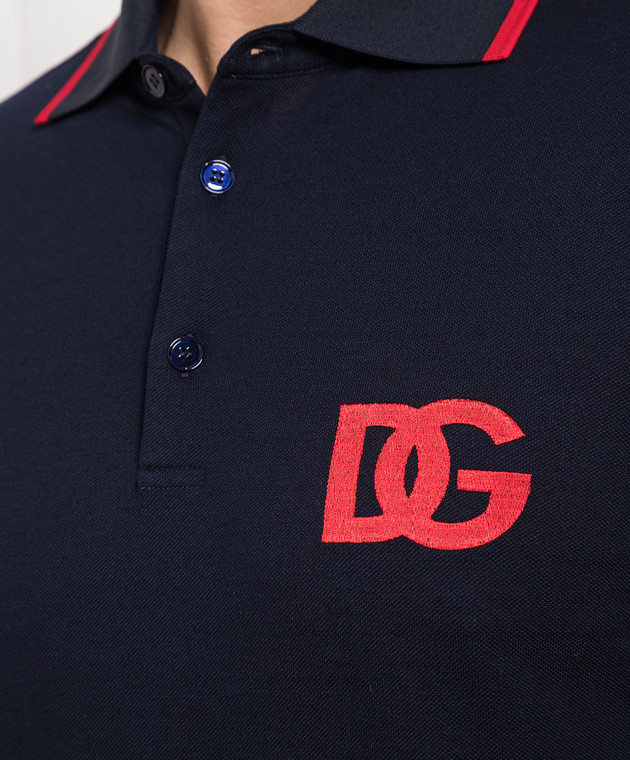 Dolce&Gabbana Blue polo with DG logo embroidery G8PU6ZFU7EN изображение 5