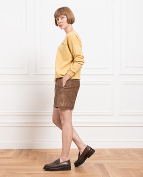 Brunello Cucinelli Коричневі замшеві шорти MPW30P8058
