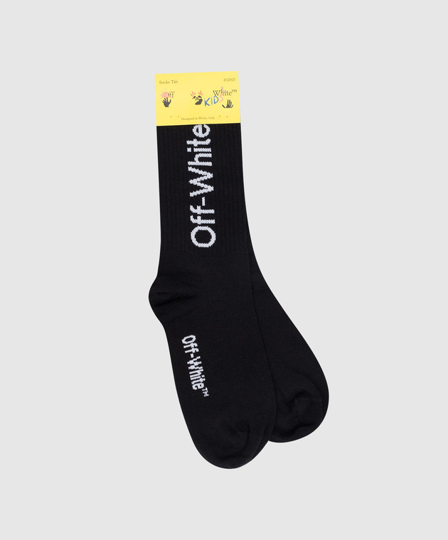 Off-White Дитячі чорні шкарпетки з логотипом контрастним принтом OBRA001S22KNI001
