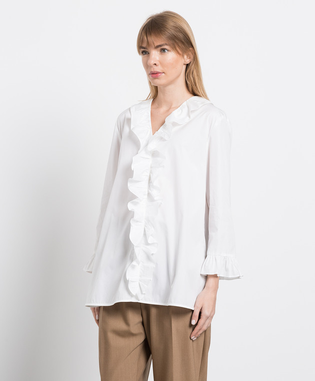 Max Mara Біла блуза Zanora з рюшами ZANORA зображення 3