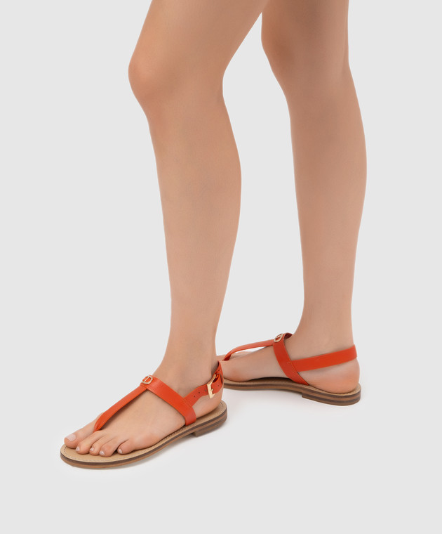Twin Set Теракотові шкіряні сандалі з емблемою 221TCP066 зображення 2