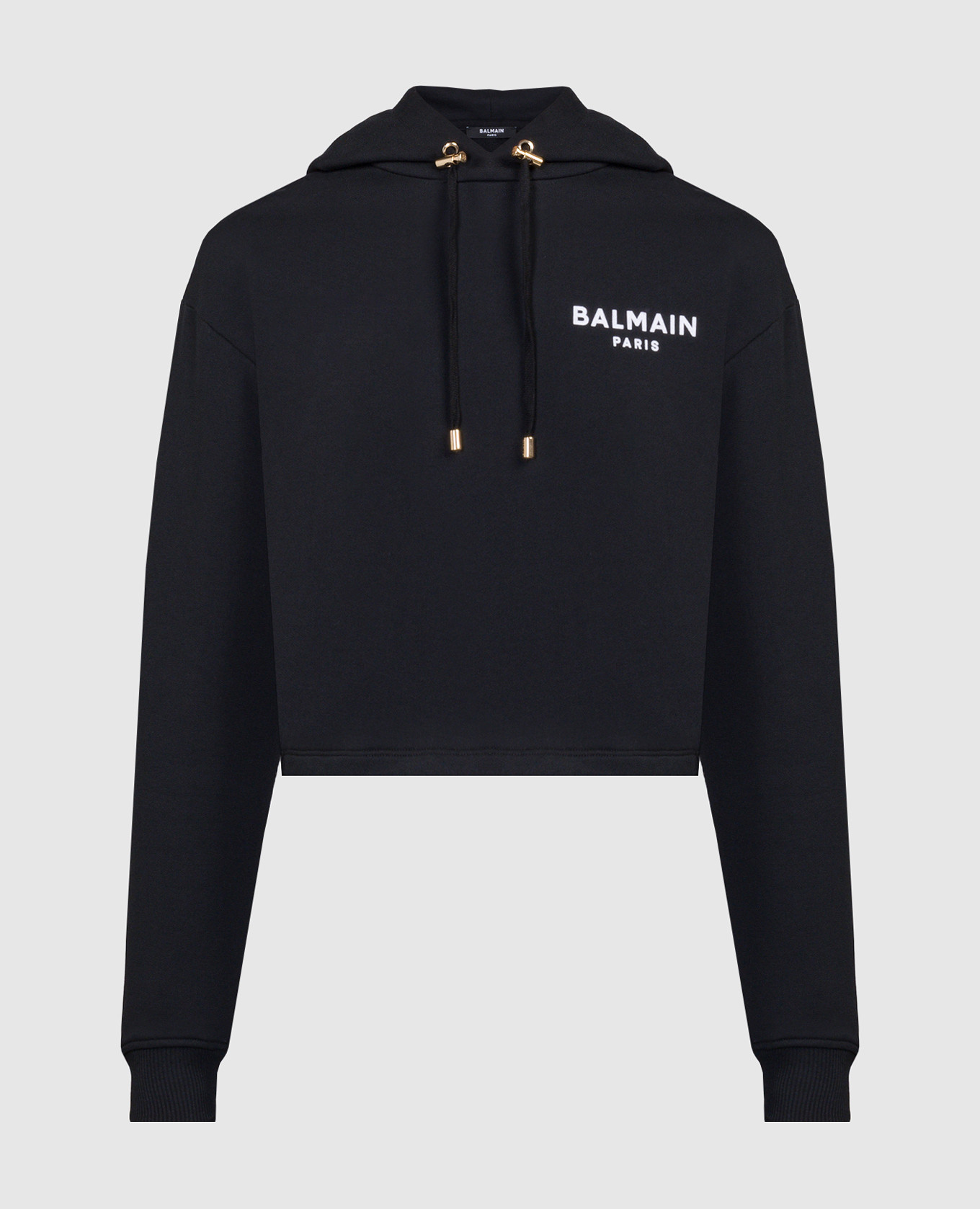 Black hoodie with textured logo