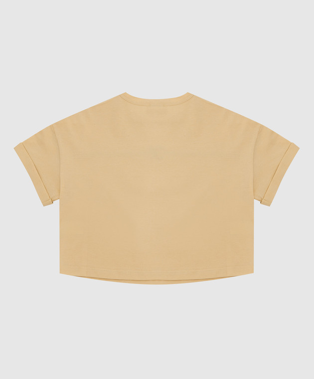 Brunello Cucinelli Дитяча жовта футболка з ланцюжками та монограмою B0A45T014B зображення 2